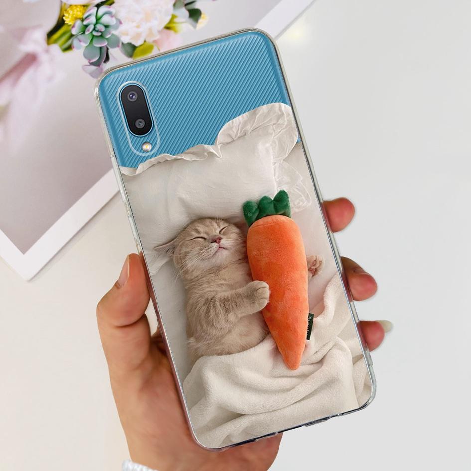 For Samsung Galaxy A02 Case M02 Phone Cover Fashion Flower Clear Silicone Soft Funda on Samsung A02 GalaxyA02 SM-A022F Protector