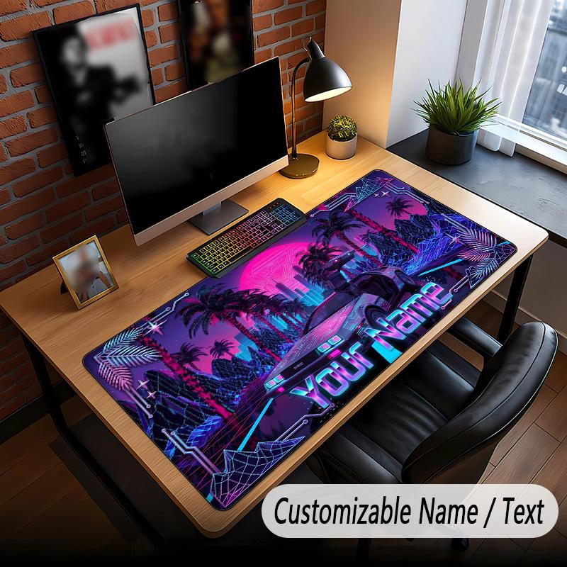 Car Racing Theme Custom Mouse Pad Personalized With Name Text Customized Desk Mat For Office Home Decor