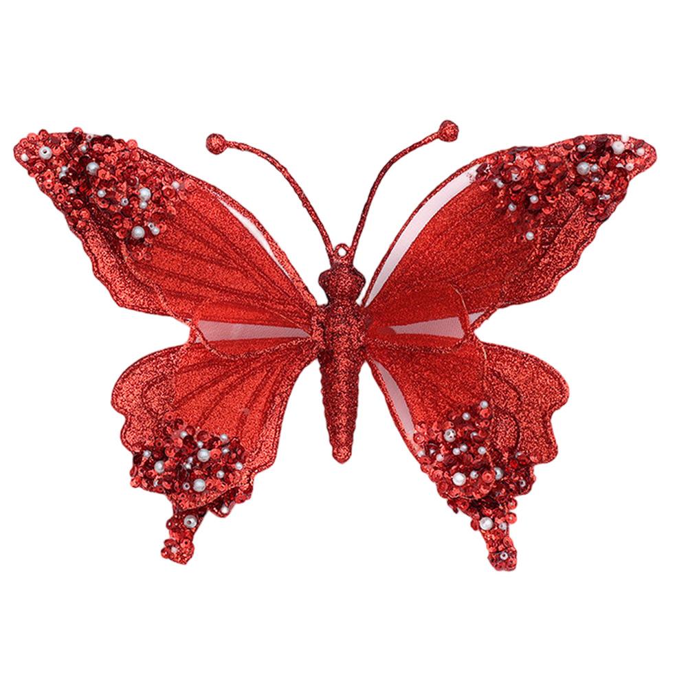 Christmas Tree Decorations Glitter Butterfly Ornaments Detailed Wings Design