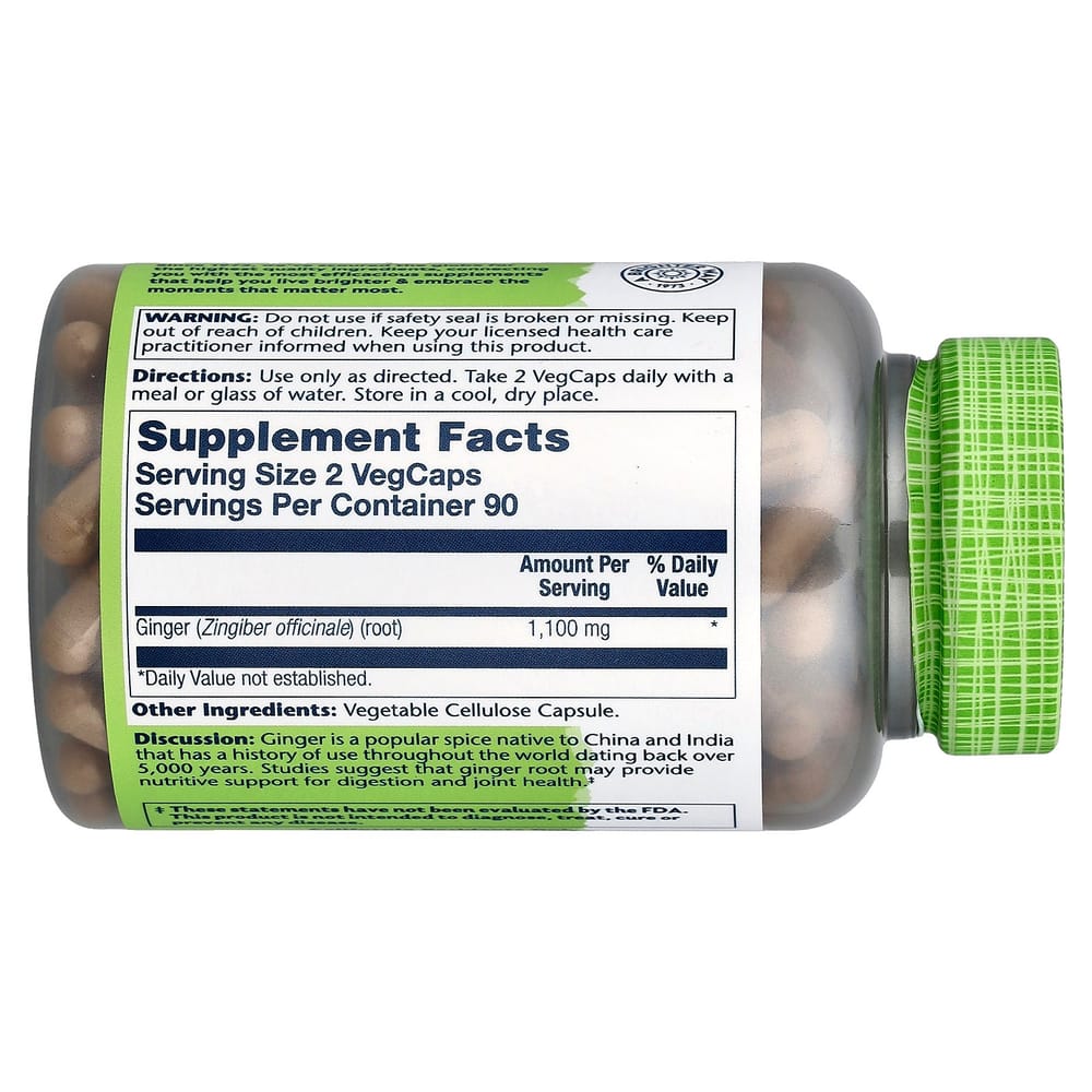 Solaray True Herbs Ginger 1100mg Veggie Capsules, 180 Count