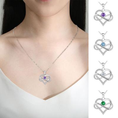 Heart Necklace for Women Romantic I Love You Forever Cubic Zirconia Heart