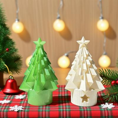 1Pc Green/White Resin Christmas Tree Ornament, Christmas Decoration, Holiday Gift, Enhances the Festive Atmosphere, Suitable for Indoor Home D