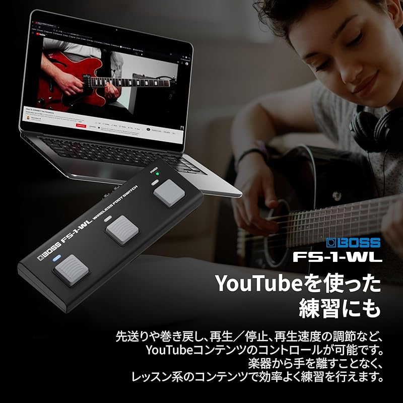 BOSS Wireless Footswitch FS-1-WL, Compatible with Electronic Score, DAW Software, and Other Wireless Controls, Bluetooth MIDI, Instrument Practice,