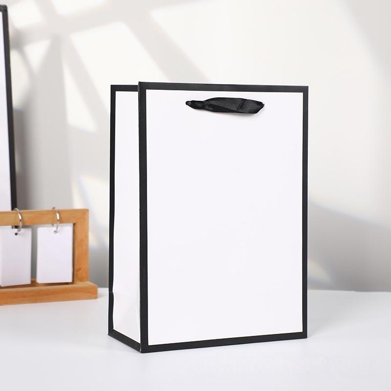 12/30pcs luxury paper gift bags minimalist color block tote bags with satin ribbon handles for clothing and presents party