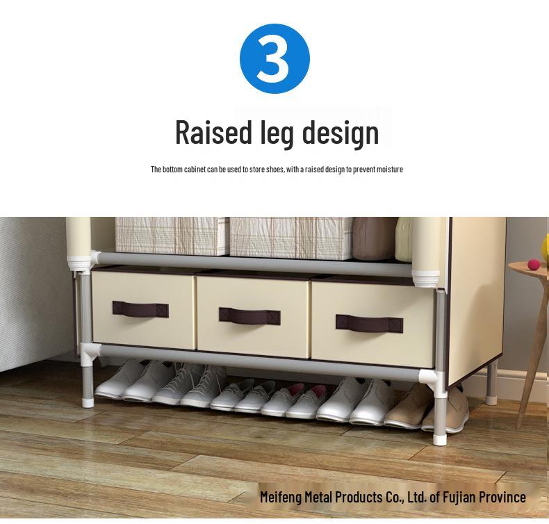 Economical Single-Person Fabric Wardrobe with 3 Storage Boxes, 90CM - Simple, Stylish Organization