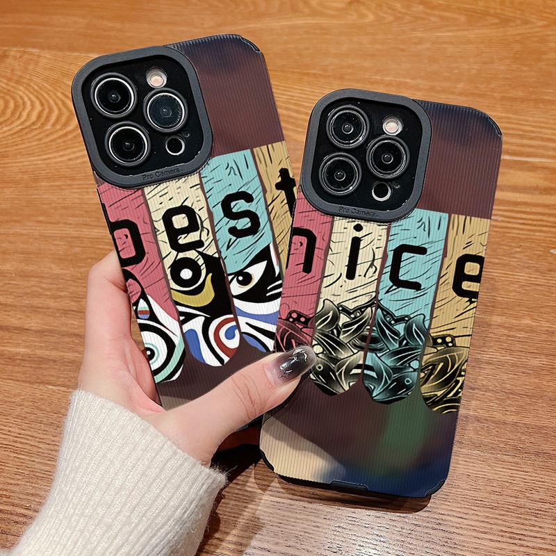 Vertical Grain Leather Shell Best Nice Printed Patterned Shockproof Soft Silicone Case with Camera Lens Full Protection for iPhone