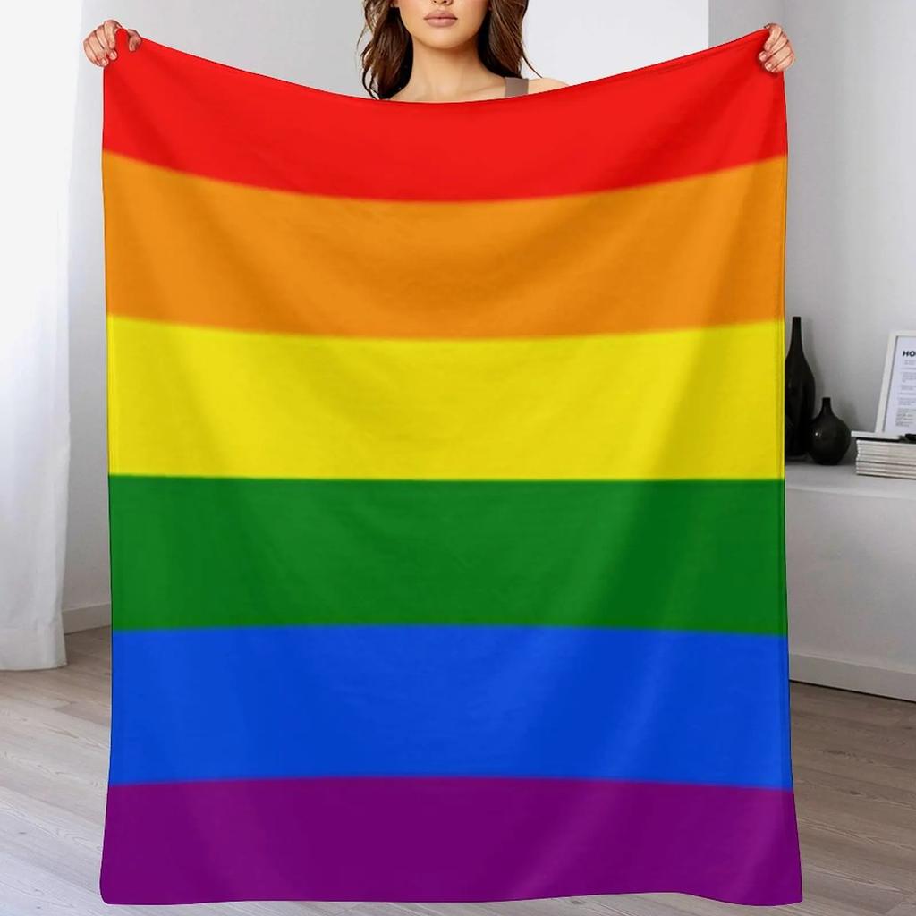 LGBT flag (Rainbow flag) Throw Blanket Easy Care Comfortable Blanket for Couch