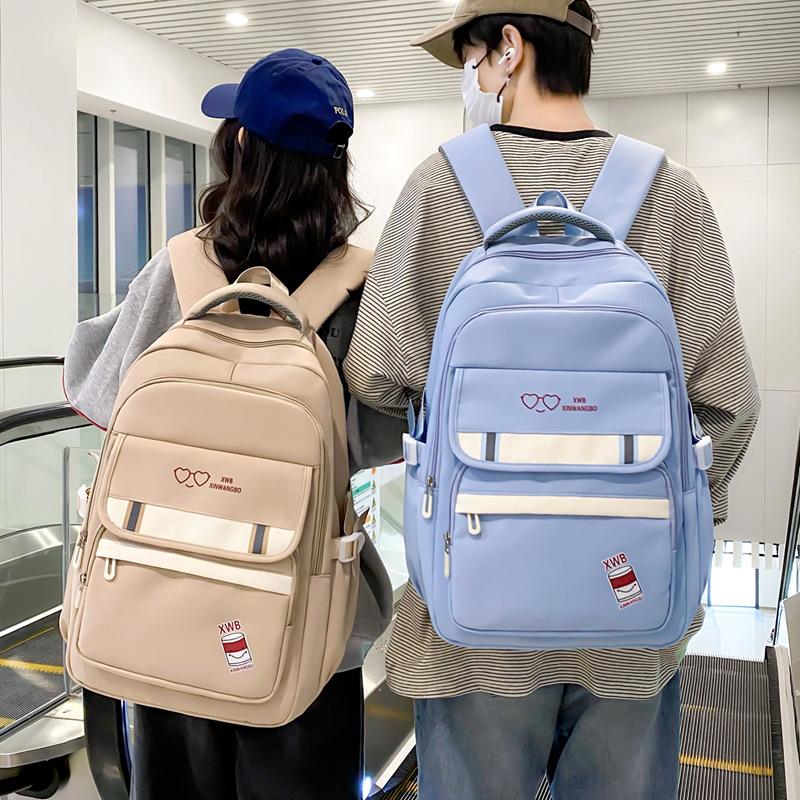 New college student backpack, simple high-value backpack, girls' large-capacity junior high school student schoolbag