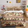 Vintage Santa Christmas Pattern Bedding Duvet Cover Set Duvet Cover Pillowcases (1*Duvet Cover 2*Pillowcases, Without Duvet Insert)