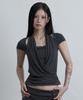 Aejeuyua Lace Cowl Neck T-Shirt Charcoal