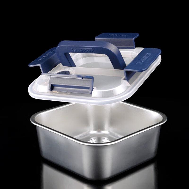 Shangqi 1700ML Stainless Steel Lunch Box Set with Blue Handle