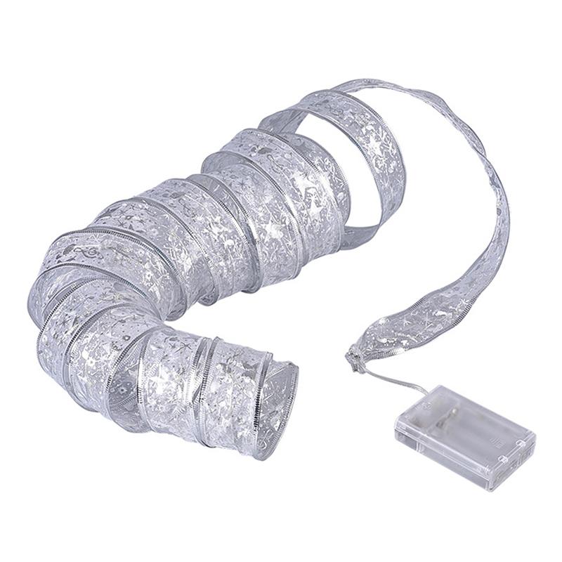 1Pcs Christmas Ribbon String Lights 50/100LED Christmas Tree DIY Bows Light Home Navidad New Year Decoration Outdoor Gadgets