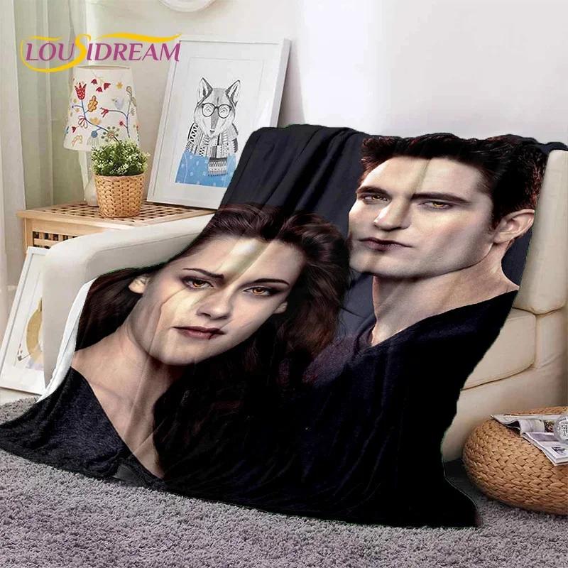 The Twilight Saga Edward Bella Mjuk Flanellfilt för Säng Sovrum Soffa Picknick, Kastfilt att Täckas med Utomhus Fritid Vilo-present