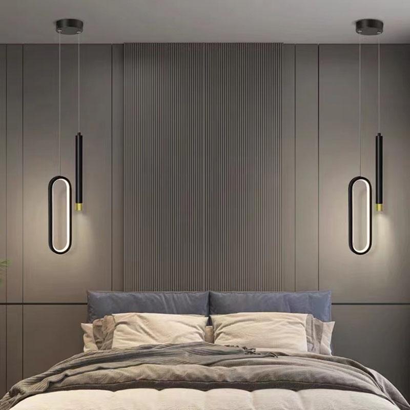 Moderne Lustre Minimalist LED Kronleuchter Pendelleuchten Nordisches Schlafzimmer Nachttisch Lange Linie Licht Pendelleuchte Wohnkultur