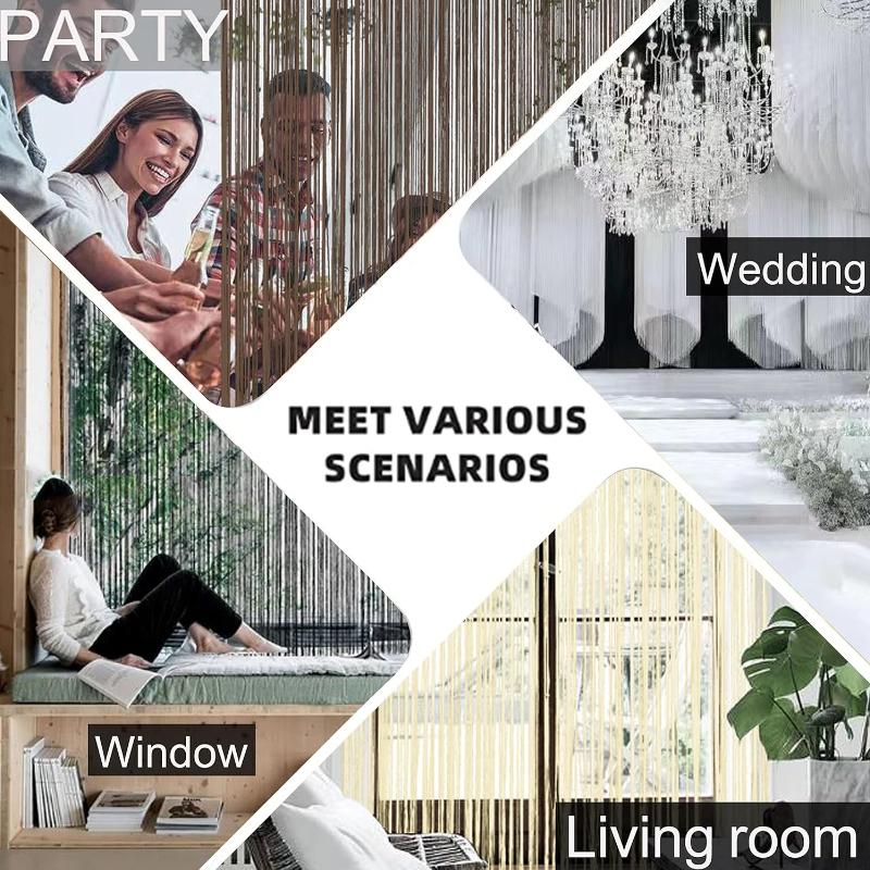 300X300CM Hängende Quaste Streifenvorhang Polyesterpaneel Raumteiler Fadenvorhang Fensterblende