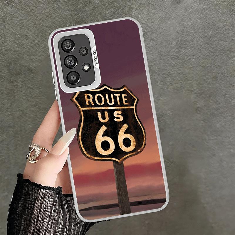 America Route 66 Soft Phone Case for Samsung A17 A16 A15 A14 A13 A57 A56 A55 A54 A53 A37 A36 A35 A34 A33 A26 A25 A24 A23 A52
