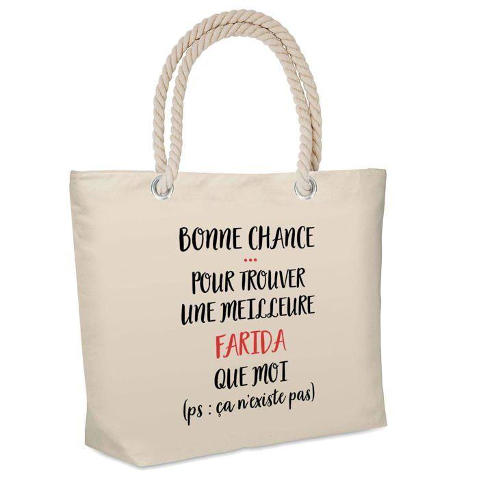 Sac de plage - PLANETEE - Farida ça n'existe pas - Coton - Beige - Imprimé en France