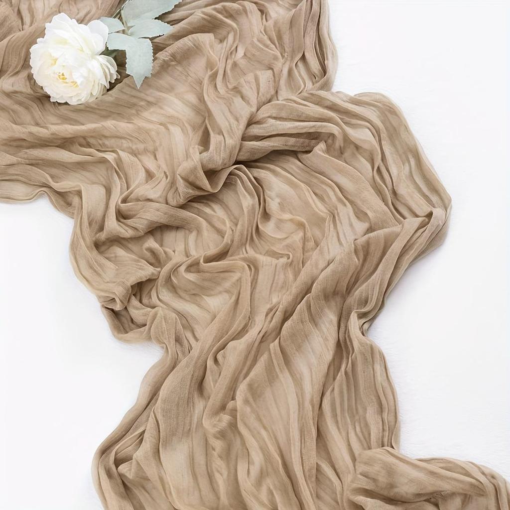 Pink Ruffled Voile Table Runner for Weddings & Parties, Sweet Kindergarten & Salon Decor