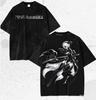 2026 Summer NieR: Automata 2B Double-Sided Printed Black Washed Loose Pure Cotton T-shirt, Anime Harajuku Street Style T-shirt