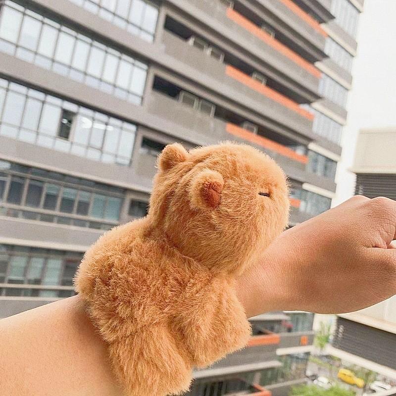 Green Guitar Capybara Plush Toy Short Fur Musical Student Backpack Keychain Cute Collectible Gift