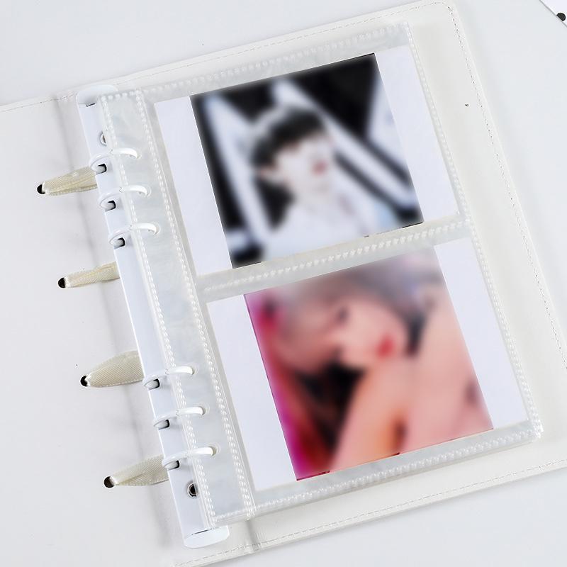 INS Star K-Pop Album Classeur A5 en Cuir PU Livre Photo avec Porte-Cartes Photo Couleur Pure Collection Scrapbooking Décoration Nœud