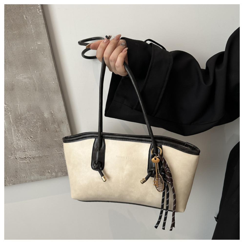 PU Leather Shoulder Bag For Women Y2K Simple Fashi Girl Handbag Large Capacity Female Bag Solid Color Retro Tote Bags