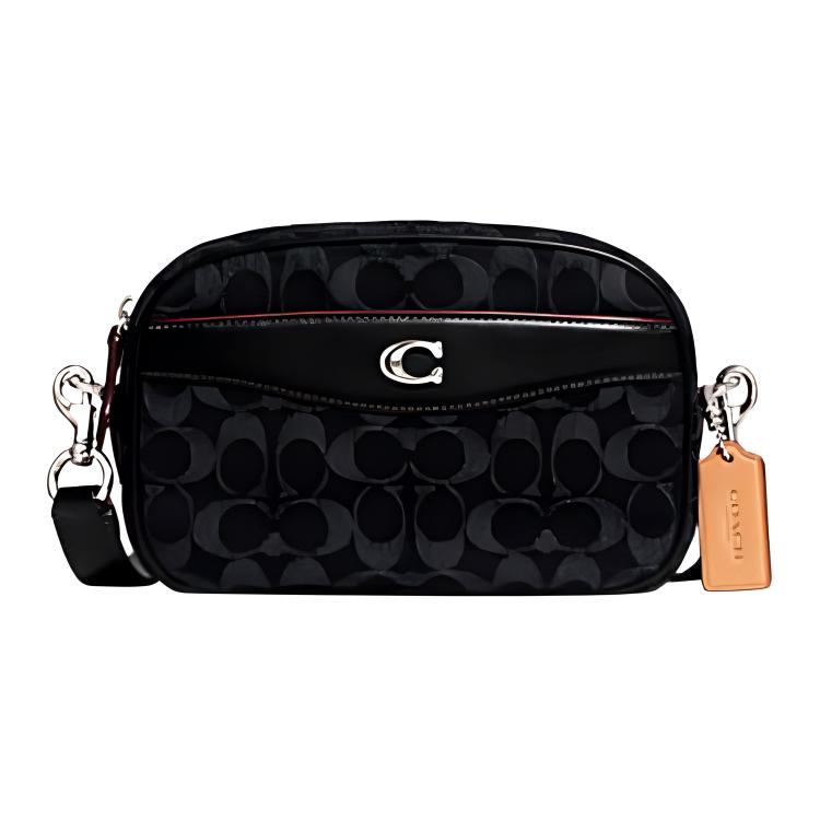 

Coach Camera 23 Classic Monogram Zipper Closure Denim And Calfskin Shoulder Crossbody Bag Medium Women bags Black CE744-LHDRJ Basic Set (Bag+Dust Bag)