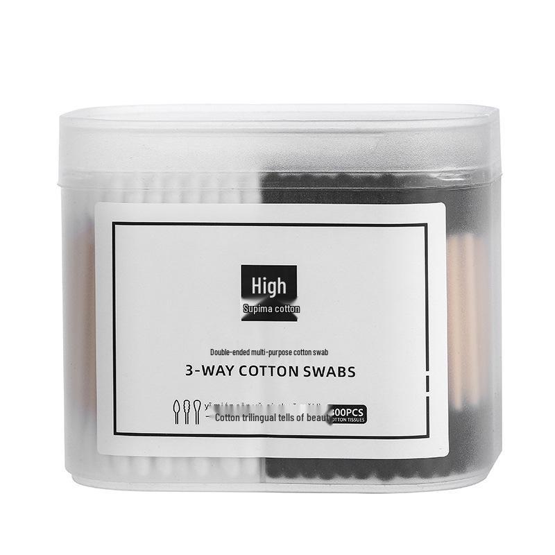 Two-Color Pointed Tip Cotton Swabs, 300-Count Box for Makeup Removal and Ear Cleaning, Ideal for Hotel and Household Use