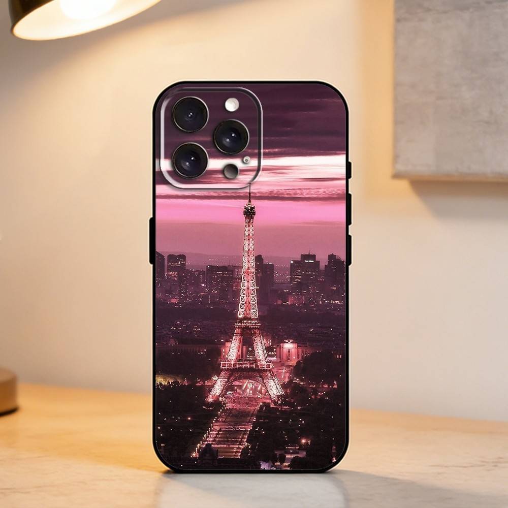 E-Eiffel T-Tower Phone Case For iPhone 17,16,15,14,13,12,11 Plus,Pro Max,XS,Soft Silicone Black Cover iPhone13PRO