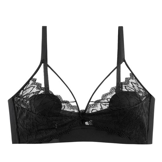 Damen-BH im koreanischen Stil, süßer Dreiecks-Bralette, sexy französischer Stil, eleganter Feen-Stil, durchsichtige Spitze, Blumen-Spaghettiträger, Mädchen, kabelloser BH, Innenbekleidung