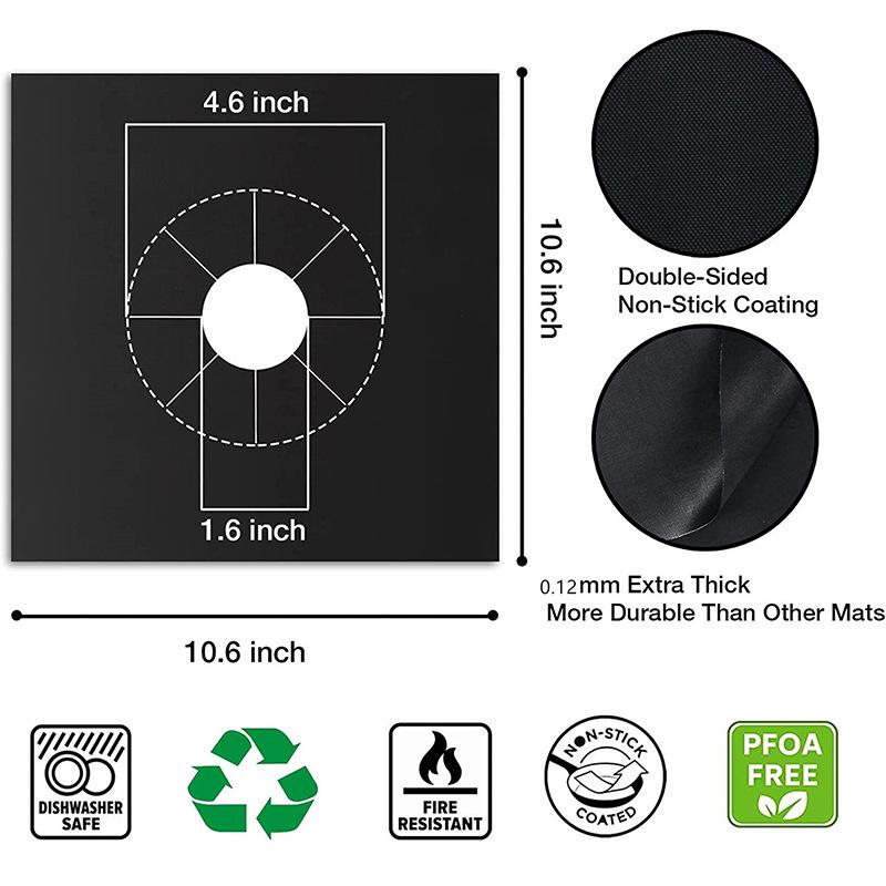 Teflon Gas Stove Protector, 270x270mm, Heat-Resistant, Anti-Stain, Washable Mat.