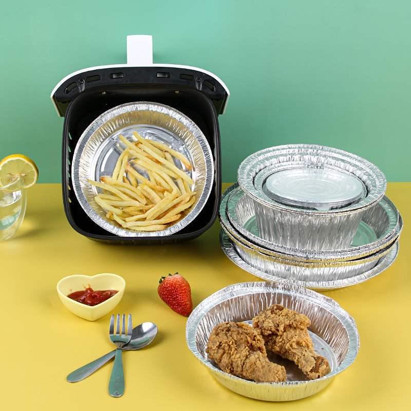 Round Aluminum Foil Pan for Home Use - Air Fryer, BBQ, Baking, and Takeout