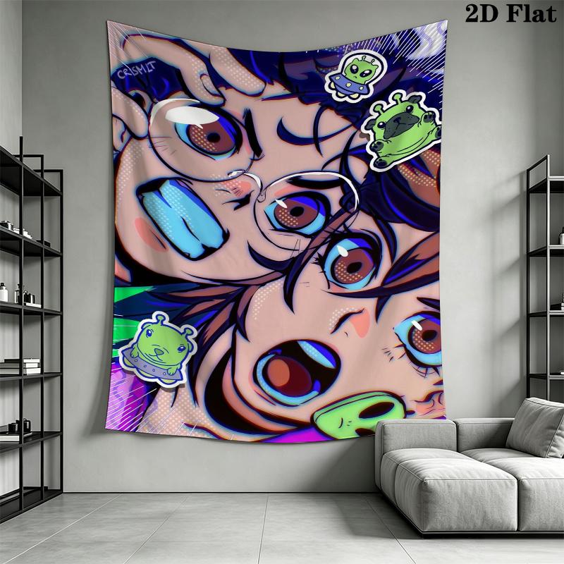 Dandadan Wall Tapestry Aesthetic Wall Hanging Printed Fabric Blanket Decorative Tapestries for Bedroom Living Room Home Decor