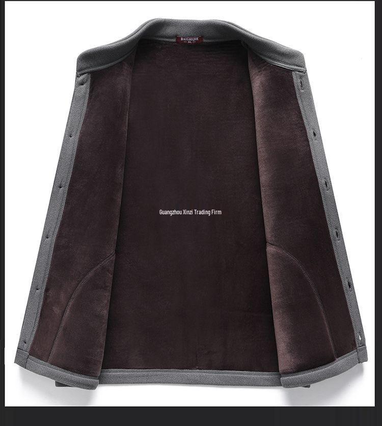 Winter Velvet Thickened Set for Middle-aged and Elderly Men: Dad's Cardigan and Grandpa's Warm Cotton Underwear
