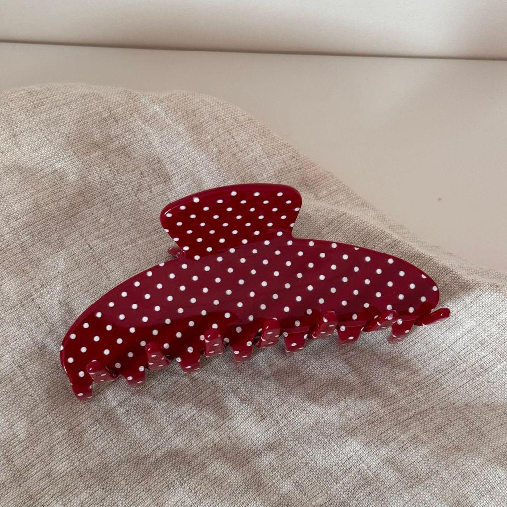 Korean Retro Polka Dot Fan-Shaped Acetate Hair Claw Clip