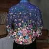 Camisa de Hombre con Cuello Estampado Floral de Rama Gradiente Blanco Rosa Manga Larga Botones