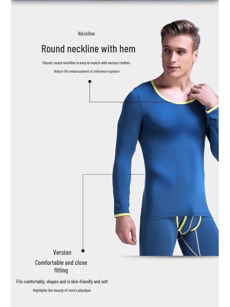 Men's Slim-Fit Thermal Round Neck Shirt - Lightweight Autumn Layer