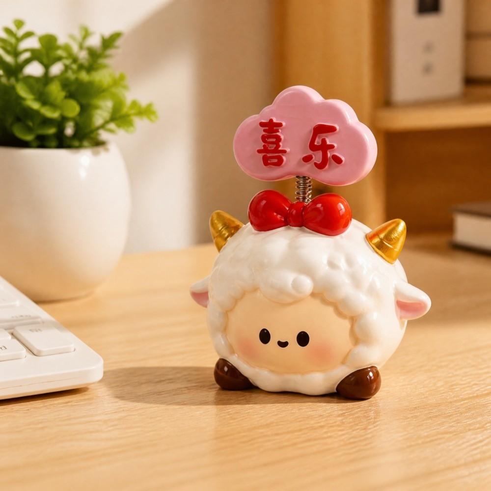 Resin Auto Interior Lamb Ornament Creative Zodiac Sheep Statue Chinese Zodiac Figurine  Table Decor