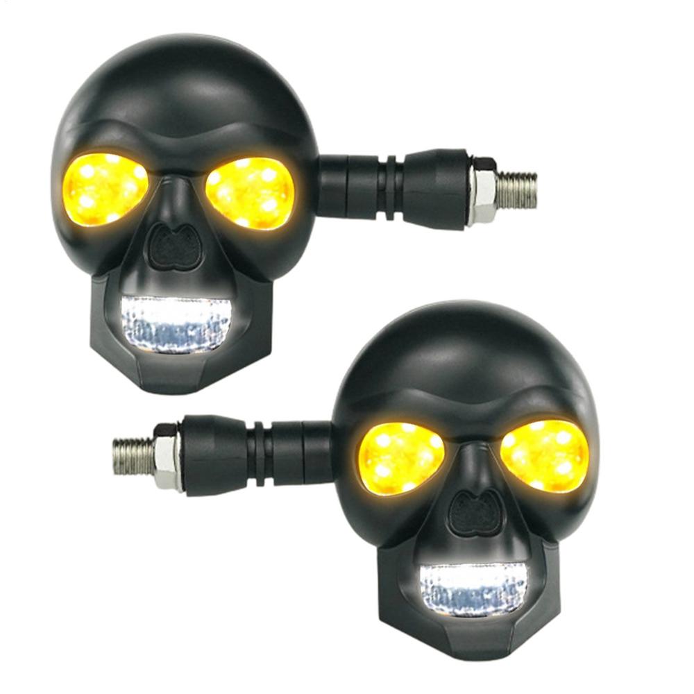 Motorcycle Turn Signals 12V Skull Shape Waterproof Universal Lamp Motorcycle Signal Indicator Light For Riding Mountain Camping
