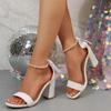 Fashion White Elegant Pearl Chain Ankle Strap Sandals Women Riband Bowknot Super High Heels Sandals Women Fashion Wedding Shoes