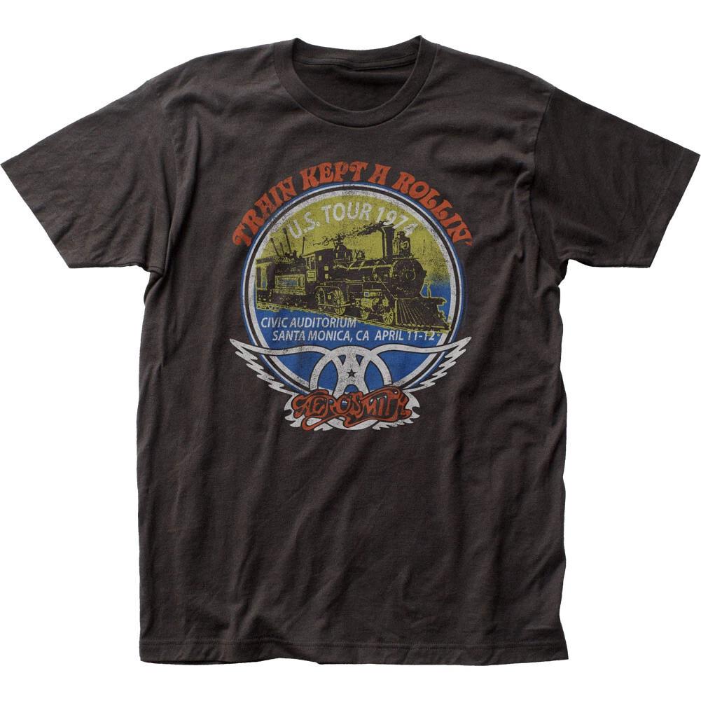 Aerosmith Train Kept A Rollin Mens T Shirt Rock and Roll Classic Tee New Black