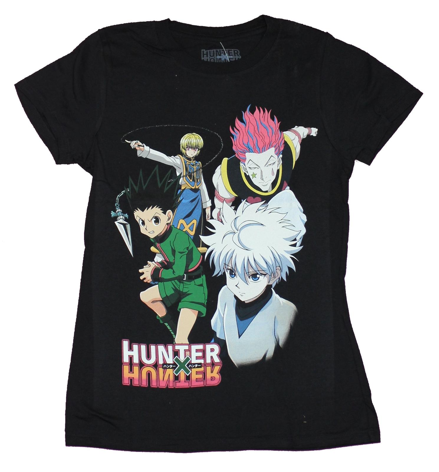 Hunter X Hunter Girls Juniors T-Shirt - Group of Five Over Logo S