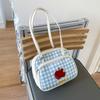 Korean Version of Girl Plaid Underarm Bag Women's 2025 New Large-capacity Tote Bag Multi-functional Backpack