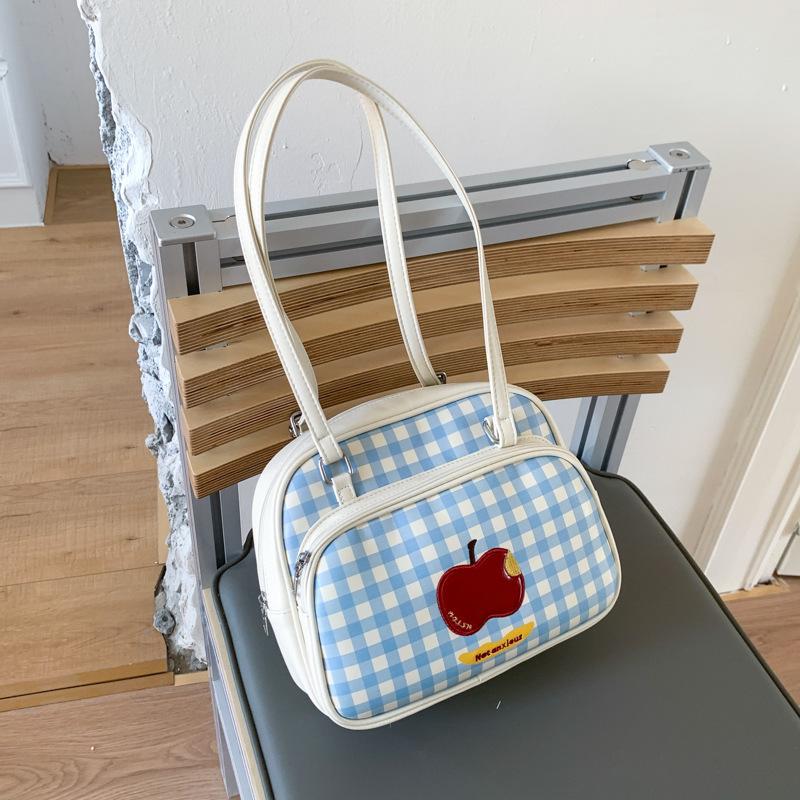 Korean Version of Girl Plaid Underarm Bag Women's 2025 New Large-capacity Tote Bag Multi-functional Backpack