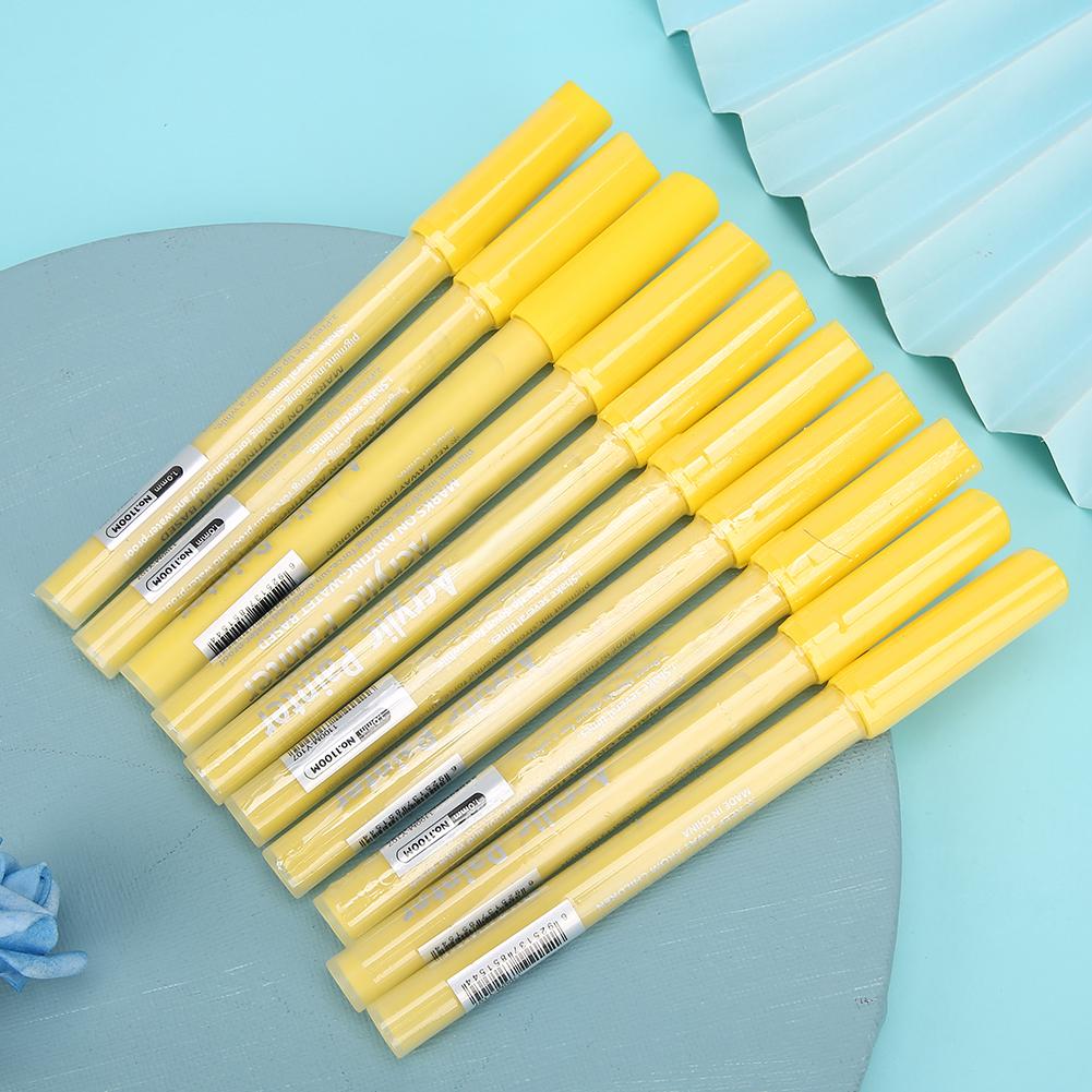 10pcs 1100M Acrylic Ink Art Markers Color Drawing Pens for Freehand Sketching DIY Rock Stone Porcelain Mug Glass Wood