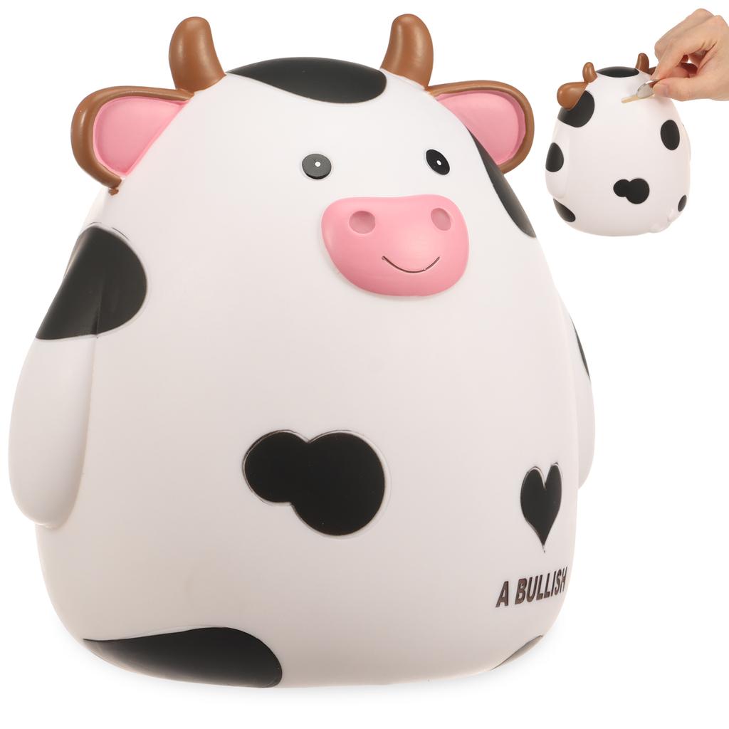 Salvadanaio Mucca Bambino Vinile Indistruttibile Salvadanaio per Ragazzo Ragazza Cartone Animato Carino Grande Capacità Cassetta di Sicurezza per Regalo di Compleanno Decorazione