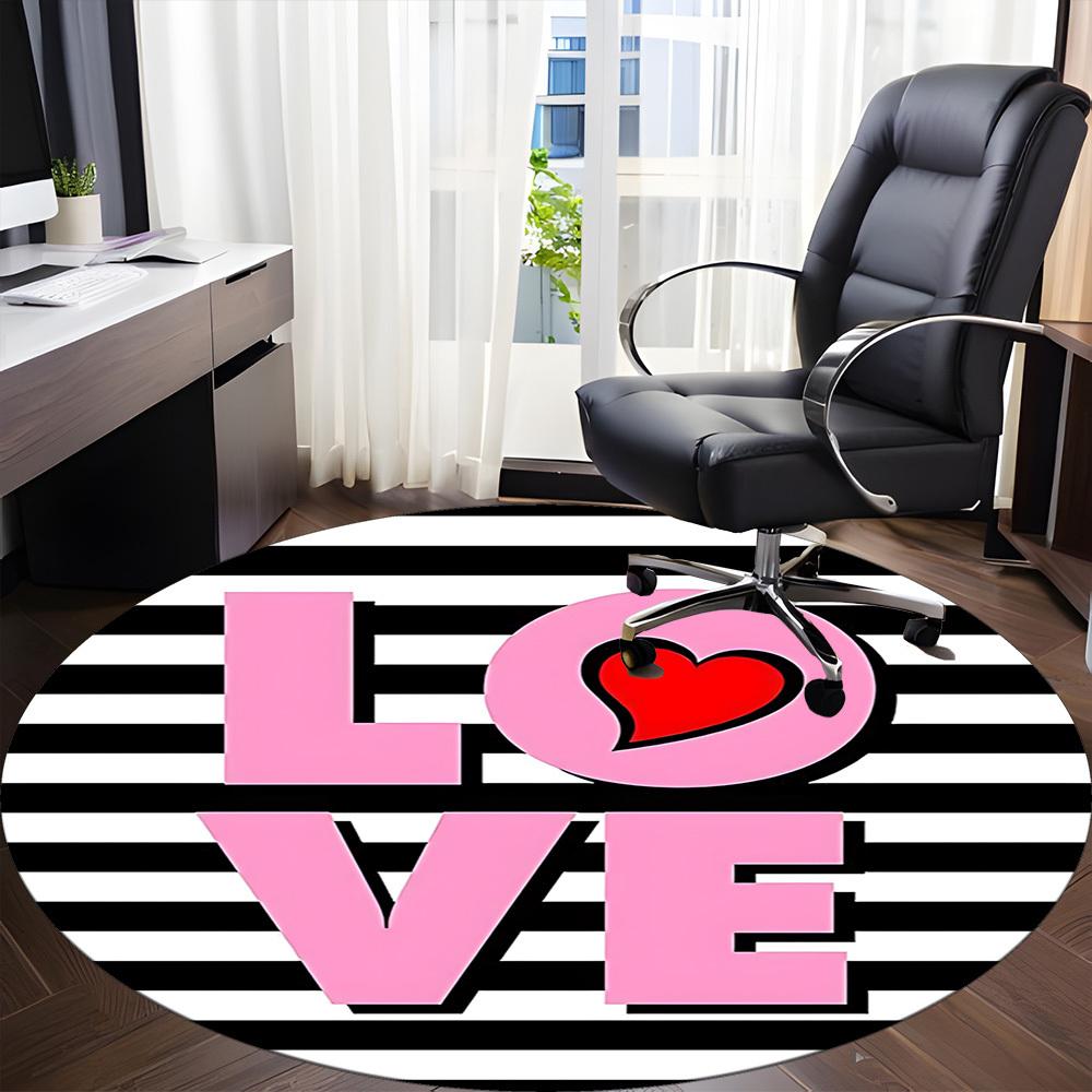 1pc LOVE Heart Print Chair Carpet for Office Non Slip, Machine Washable Rug for Office, Room Holiday Decor for Christmas, Birthday Polyester