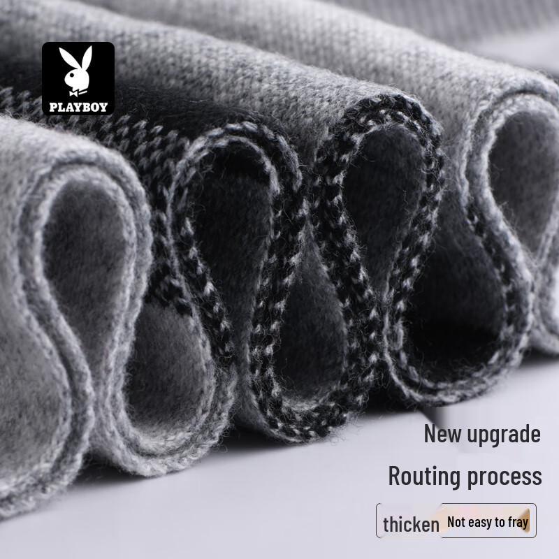PLAYBOY Men's Warm Color-Block Wool Blend Scarf