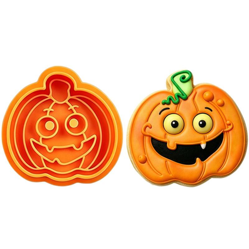 Halloween Pumpkin Face Cookie Cutters Press‑Type Baking Molds Cartoon Expression Stamp Mould for Fondant Pastry DIY Baking Party Decoration