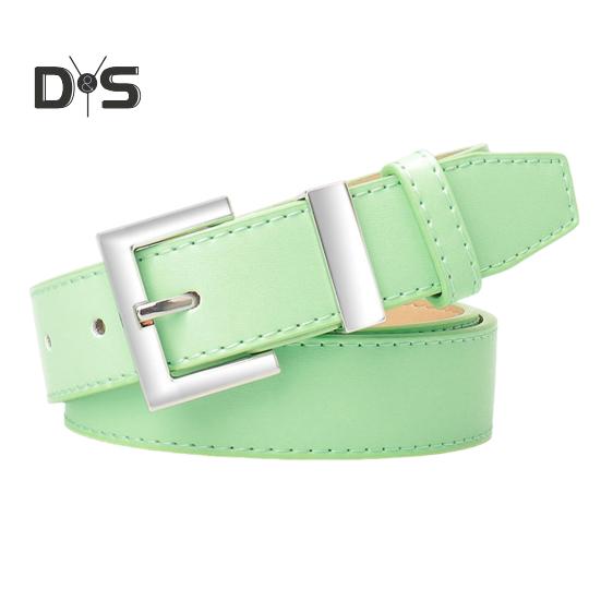 

Женский ремень с геометрическими квадратными пуговицами, джинсовый ремень с регулируемой длиной, много отверстий, искусственная кожа светло-зеленый